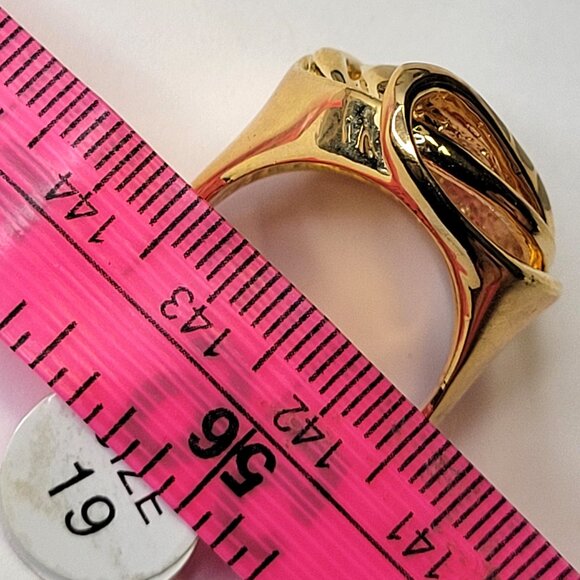 Gold and White Swirl Crystal Ring Size 8.5 - 8.75 Fashion Cocktail Ring - Picture 8 of 12